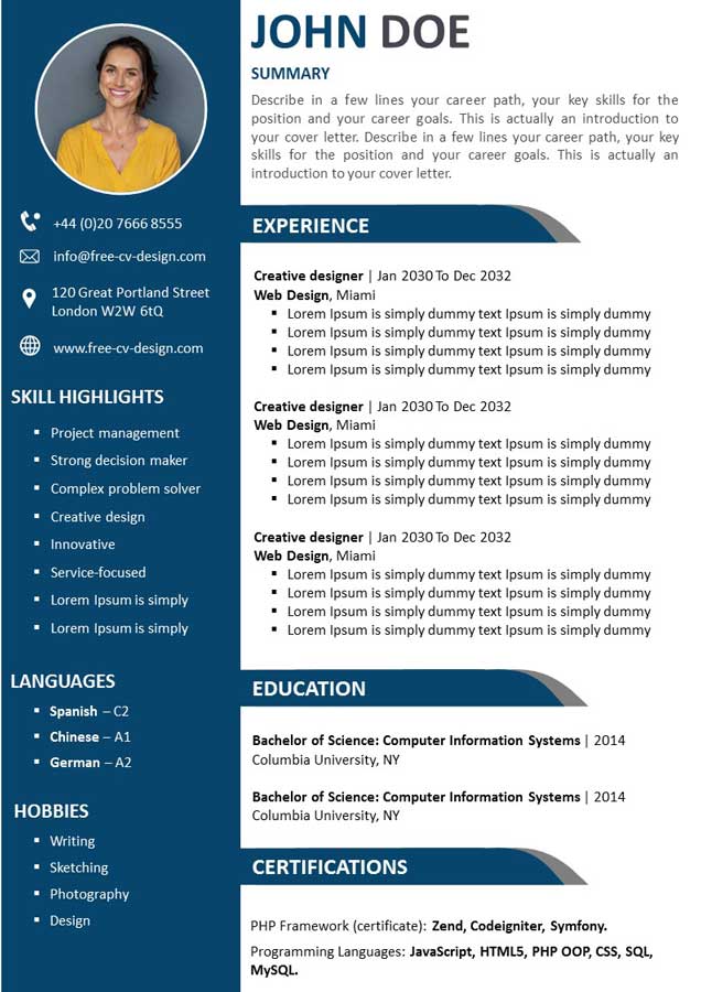 Professional Resume Template PPT