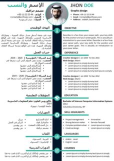 سيرة ذاتية عربية إنجليزية في صفحة واحدة