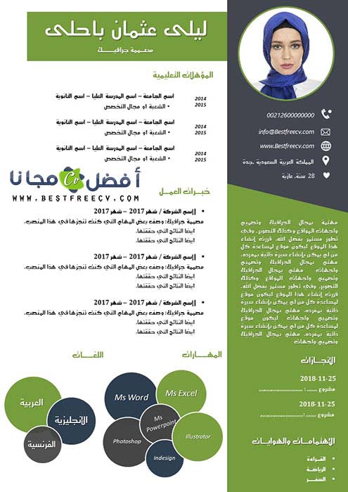 سيرة ذاتية إبداعية مجانا بالعربية
